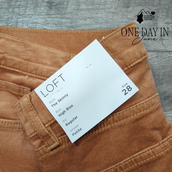 Loft Petite High Rise Skinny Corduroy Pants Size 28 (6) - Picture 2 of 6